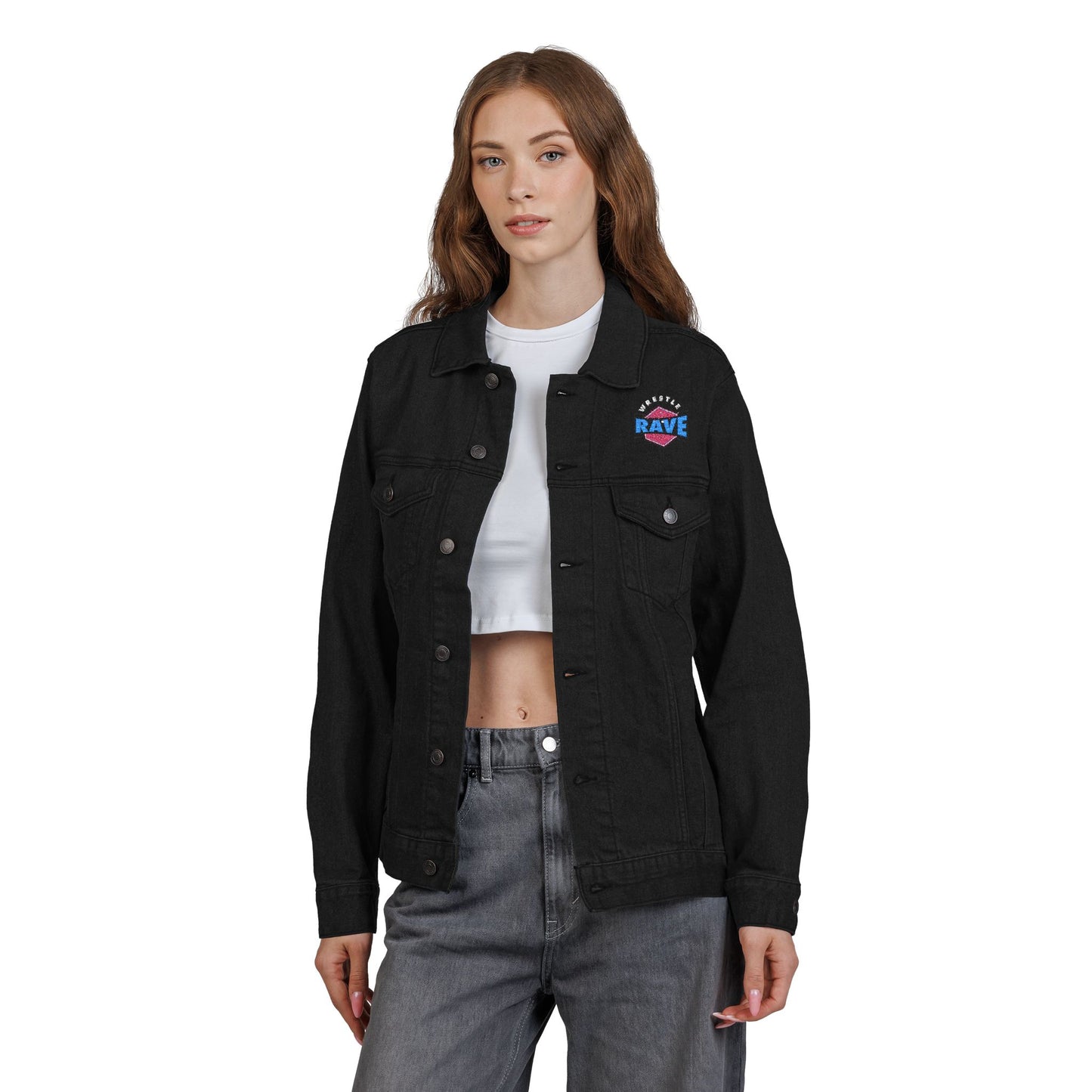 WRESTLERAVE BLACK DENIM JACKET (EMBROIDERED)