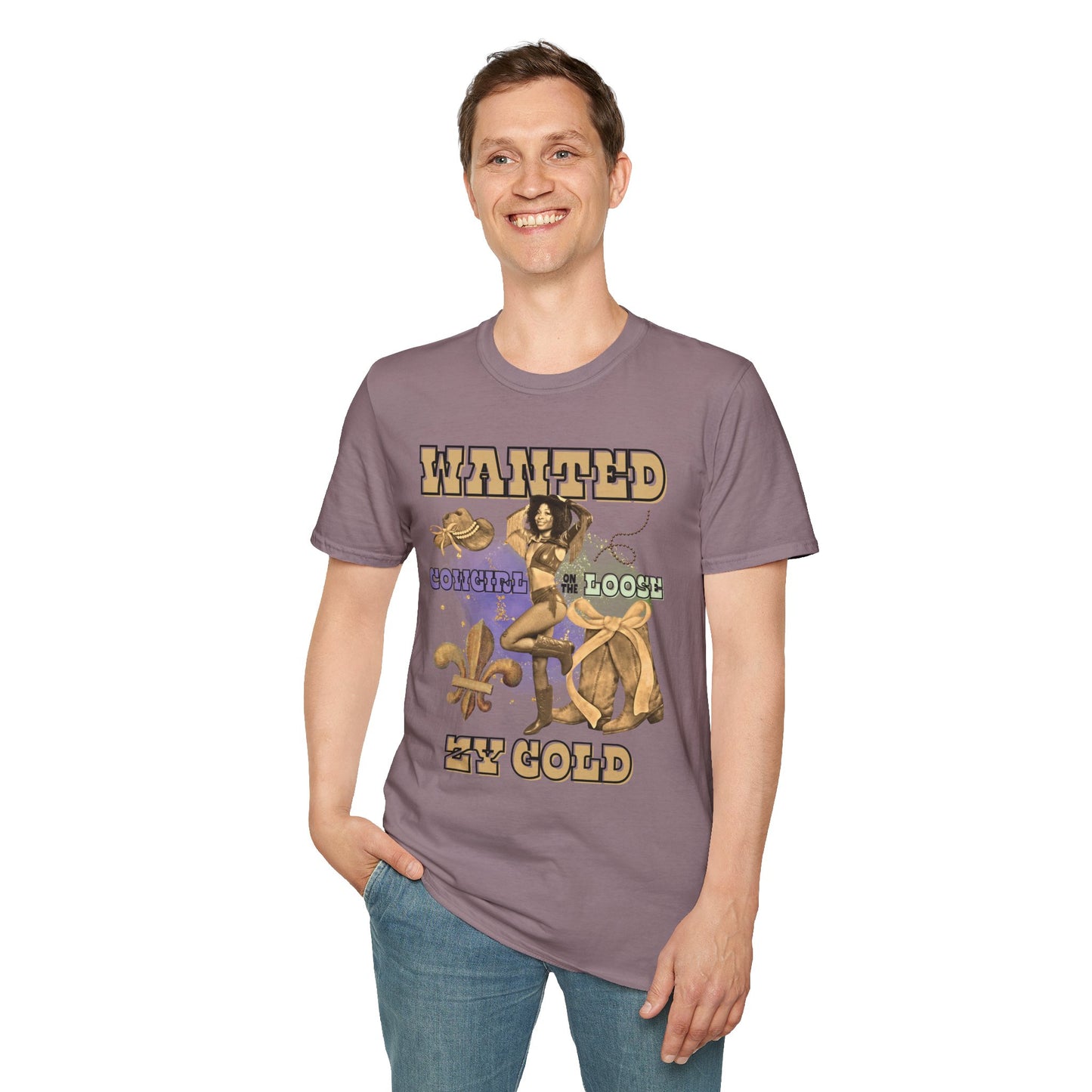 ZY GOLD COWGIRL ON THE LOOSE T-SHIRT