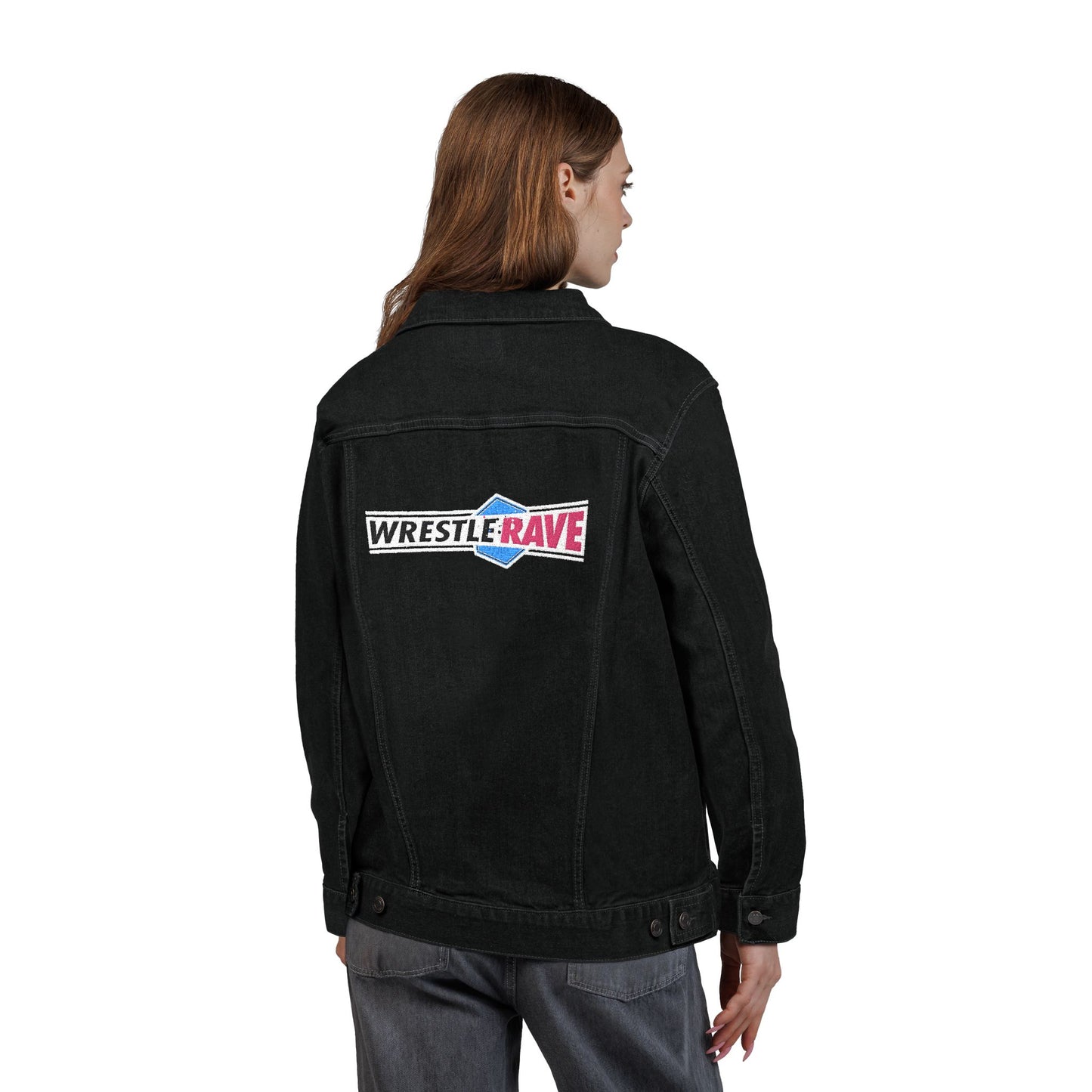 WRESTLERAVE BLACK DENIM JACKET (EMBROIDERED)
