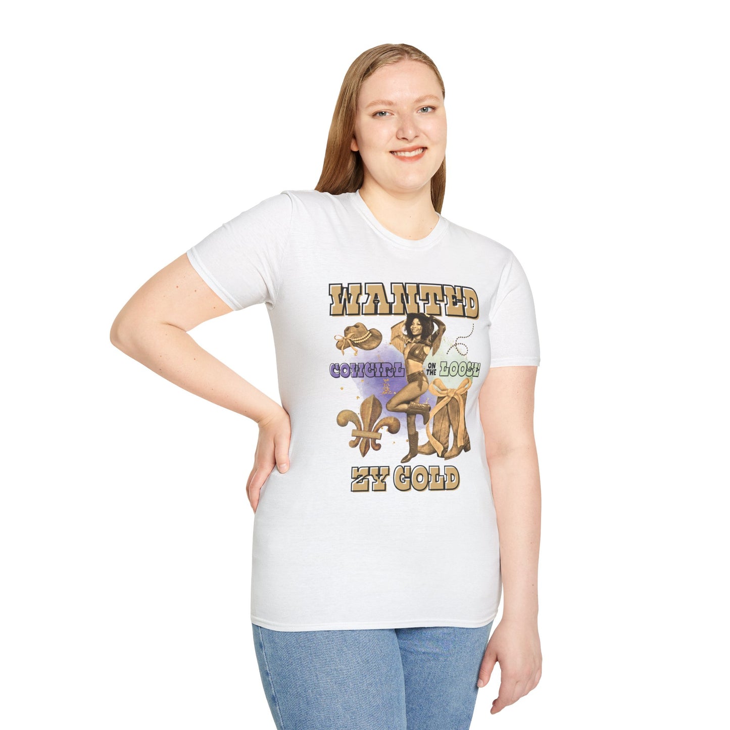 ZY GOLD COWGIRL ON THE LOOSE T-SHIRT