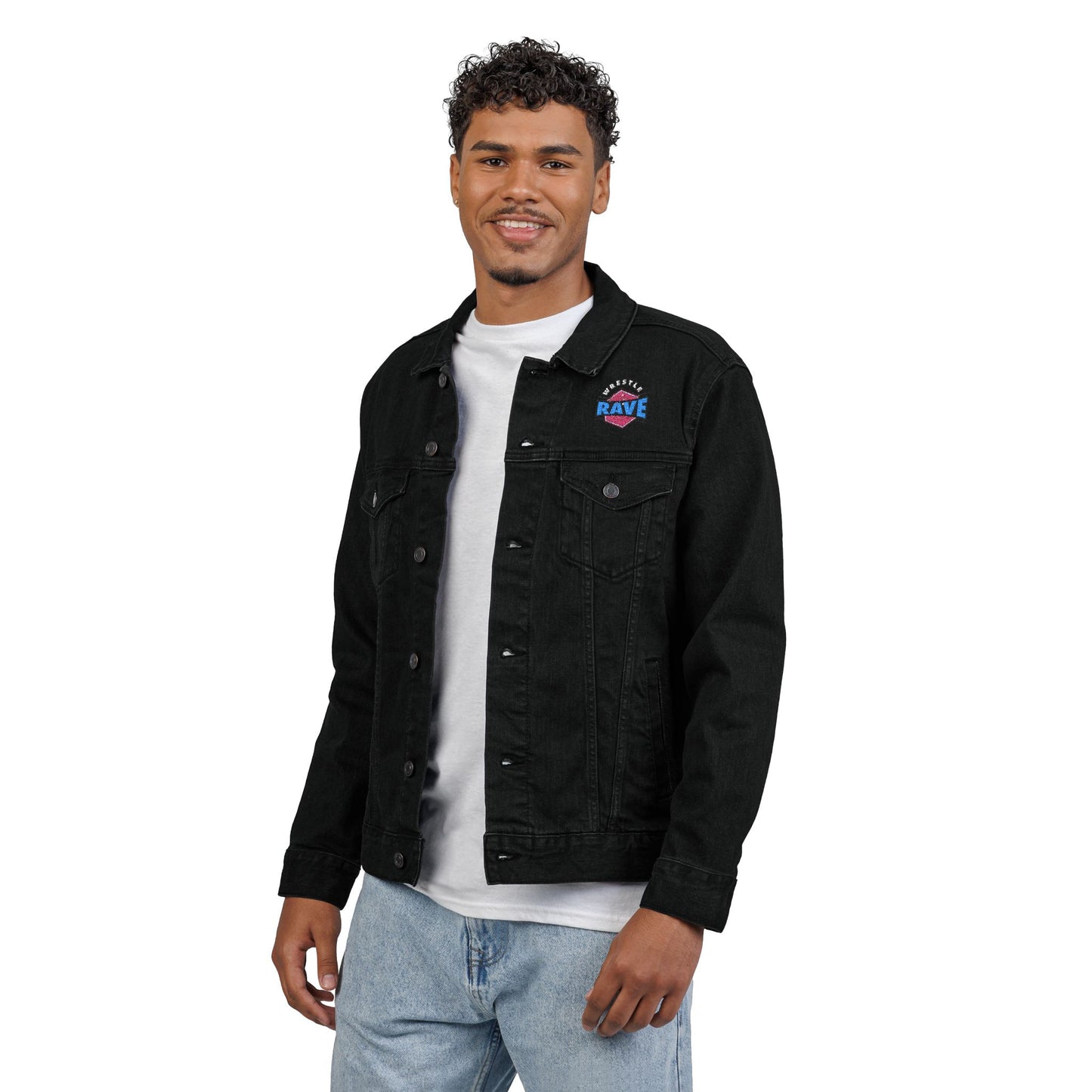 WRESTLERAVE BLACK DENIM JACKET (EMBROIDERED)